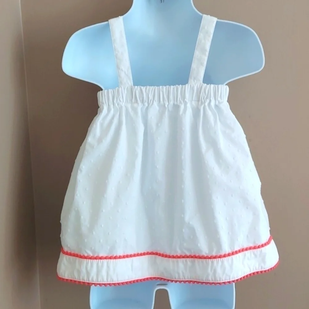Gymboree Baby PomPom & Flower Button Detail White Dress - 3-6 months